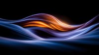 Dynamic flowing waves of orange and blue light create abstract smooth curves against dark background, modern design element for technology and motion concepts.