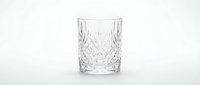Crystal cut glass tumbler with diamond pattern isolated on white background for luxury drinkware and elegant dining concepts.