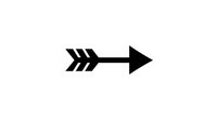 Black arrow symbol with feathered shaft pointing right, isolated on white background for graphic design projects.