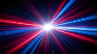 Radiant light burst with neon pink and blue rays converging toward center on dark background. Use for tech, energy, motion graphics, and digital design projects.