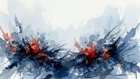 Abstract watercolor explosion with dynamic blue and red paint splatters creating energetic artistic composition for modern design projects.