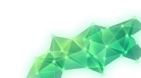 Green low poly geometric network with glowing nodes on white background, abstract technology design for banners, presentations, and digital projects.