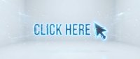 Glowing blue click here text with cursor arrow in futuristic digital room, cyber technology concept for web banners and online marketing.