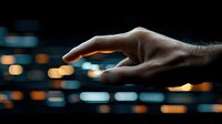 Hand reaching towards blurred city lights at night creating dramatic silhouette against bokeh background, moody atmospheric photography for emotional concepts.