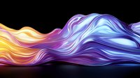 Abstract flowing waves in vibrant purple, blue and orange colors creating dynamic motion on black background for modern digital art and creative projects.
