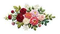Watercolor floral bouquet with red, pink and cream roses on white background. Isolated botanical arrangement for wedding invitations and romantic designs.
