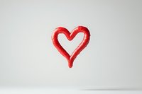 Red heart shape painted with brush strokes floating against white background, creating minimalist romantic artwork for valentines cards and love messages.