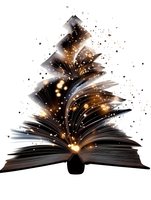 Open book with magical glowing pages and floating golden sparkles on white isolated background, fantasy literature concept for book covers and education designs.