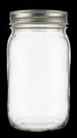Glass mason jar with metal lid, isolated on transparent background. Ready for T-shirts, stickers, clipart, print on demand, and sublimation design projects.