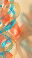 Abstract flowing ribbons in vibrant orange and turquoise colors creating dynamic swirls and curves on soft blurred background for modern design projects.