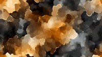 Dramatic abstract watercolor background in dark orange, black and gray tones with organic flowing shapes creates moody atmospheric effect. Seamless pattern design.