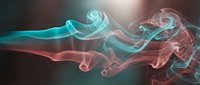 Abstract colorful smoke waves flowing in turquoise and pink hues against dark background for creative design projects and digital art compositions.