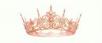 Elegant rose gold princess crown with ornate filigree design and decorative spikes isolated on transparent background for royal themed designs and projects.