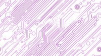 Pink circuit board pattern with diagonal electronic pathways and connection nodes on white background, suitable for technology and engineering designs.