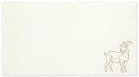 Minimalist line art goat standing in profile on isolated cream background, ready for design projects, logos, and branding applications.