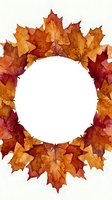 Autumn maple leaves wreath with white center space isolated on transparent background for seasonal design projects and fall decorations.