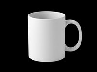 White ceramic coffee mug isolated on transparent background, ready for sublimation, print on demand, mockup, sticker, clipart, and T-shirt design use.