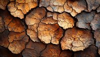 Cracked dried earth surface with deep fissures showing natural drought patterns and arid soil texture for environmental and climate change concepts.