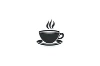 Minimalist black coffee cup silhouette with rising steam on white background, isolated design element for cafe branding and menu graphics.