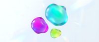 Glossy translucent spheres in vibrant cyan, magenta, and lime green isolated on white background. Perfect for design projects, web graphics, and digital compositions.