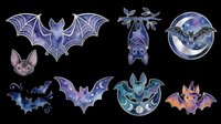 Bat silhouettes and hanging bat designs isolated on transparent background, ready for t-shirt printing, stickers, clipart, sublimation and print-on-demand projects.