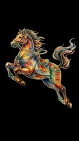 Ornate rearing horse with colorful traditional Asian patterns, isolated on transparent background, ready for t-shirt design, stickers, print on demand, and sublimation.