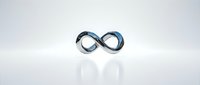 Infinity symbol made of blue metallic twisted ribbon isolated on white background, representing endless possibilities and continuous growth.