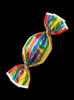 Colorful striped candy wrapper isolated on transparent background, ready for clipart, t-shirt design, stickers, print-on-demand products, and sublimation projects.