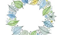 Hand-drawn botanical wreath with colorful leaves and decorative elements on white background, isolated design element for greeting cards and invitations.