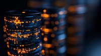 Stacked camera lenses with golden bokeh lights creating abstract circular patterns against dark background, professional photography equipment macro shot.