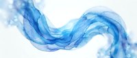 Abstract blue flowing waves with translucent layers creating a soft, ethereal movement against white background. Suitable for backgrounds, web design, and creative projects.