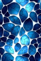 Abstract mosaic pattern with glowing blue cracked fragments on white background creates luminous stained glass effect. Seamless design for decorative surfaces.