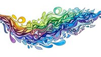 Colorful rainbow gradient flowing abstract design with organic swirls and decorative elements isolated on white background for creative projects.