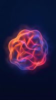 Glowing neon brain with orange and pink energy waves on dark background, suitable for neuroscience, technology, and artificial intelligence concepts.