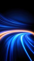 Dynamic blue light trails creating curved motion paths on dark background with glowing neon streaks and energy flow effects for technology presentations.