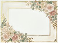 Elegant floral frame with vintage roses and eucalyptus leaves on cream background. Decorative border for wedding invitations, greeting cards and stationery.