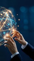 Business hands holding glowing digital globe with network connections representing global technology innovation and worldwide communication solutions.