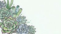 Watercolor succulent plants arrangement with green and blue tones on light background for botanical design projects and natural home decor themes.