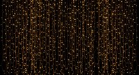 Golden light strings cascade vertically against dark background creating elegant curtain effect for luxury events and festive celebrations.