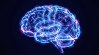 Digital brain with glowing neural networks and electric connections on dark background for medical, technology and artificial intelligence concepts.