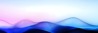 Flowing abstract waves in blue and pink gradient colors create smooth undulating lines against light background, forming tranquil mountain-like silhouettes.