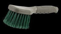 Scrubbing brush with green bristles and gray handle, isolated on transparent background. Great for cleaning clipart, stickers, print on demand, and T-shirt design use.