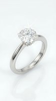 Elegant solitaire diamond engagement ring with brilliant cut stone in white gold setting isolated on white background for jewelry design and wedding concepts.