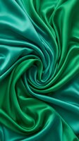 Luxurious green silk fabric with elegant swirling folds and smooth satin texture, perfect for fashion, luxury branding, and textile backgrounds.