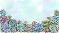 Watercolor succulents border on soft mint background with copy space, perfect for cards, invitations, and botanical decor projects.