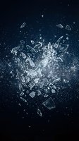 Explosive glass shards bursting with dynamic energy against dark background creating dramatic destruction effect for creative projects.