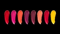 Lipstick swatches in vibrant shades of red, pink, coral, burgundy, and yellow isolated on transparent background. Ready for cosmetics design, beauty packaging, makeup tutorials, print-on-demand products, and digital beauty graphics.