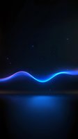 Glowing blue wave curve with light trail effect against dark background, reflecting on surface with stars in night sky. Abstract digital art concept.