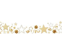 Isolated gold and bronze stars with ribbons and bows on white background, ready for holiday designs, greeting cards, and festive decorations.