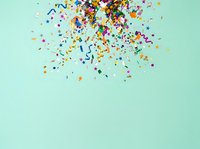 Colorful confetti burst scattered across mint green background, isolated and ready for festive event design, celebrations, party invitations, and decorative projects.